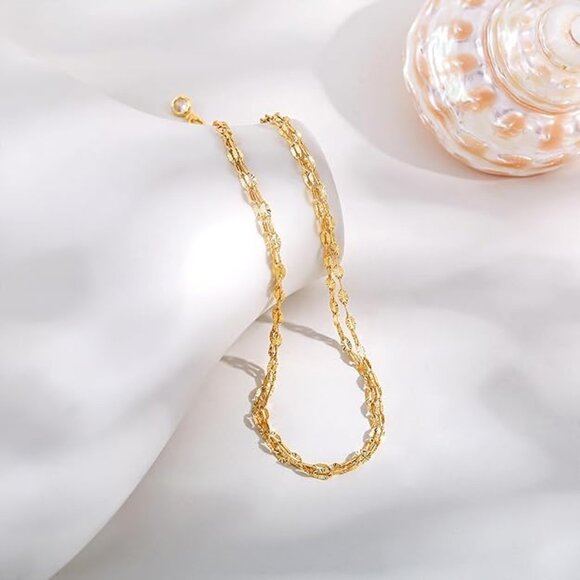 Ankle Bracelets for Women Single Clasp Layered Mirror-Gold - Picture 6 of 7